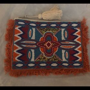 Sassy Jones Fringe Beaded Clutch NWOT